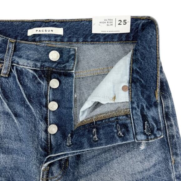 NWT PACSUN Ultra High Rise Slim Jean Sz 25 Away Blue - Picture 4 of 6